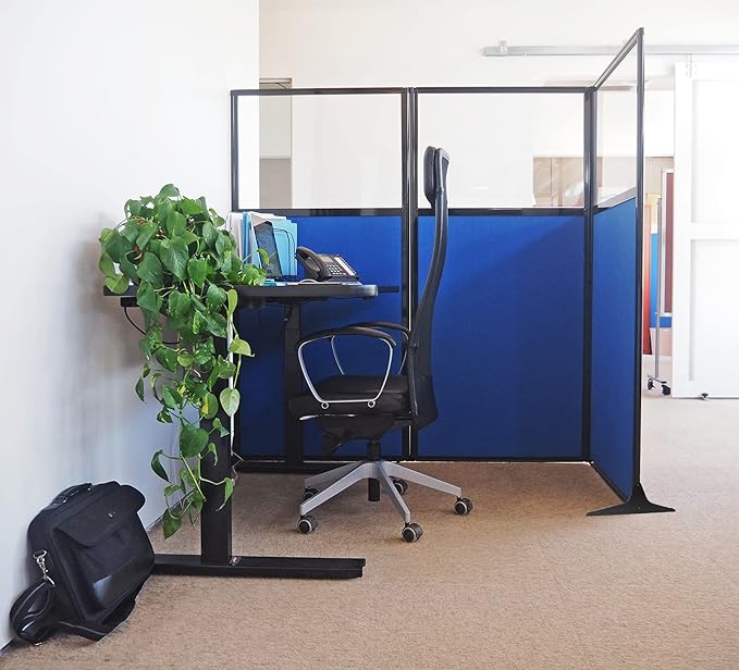 Versare Workstation Partition | Portable Wall Divider | Modern Office Cubicle | Free Standing Privacy Screen | Flexible Work Space | 33" x 70" Red Fabric Panels