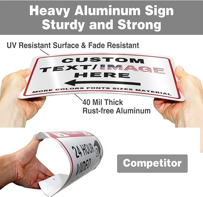 Custom Directional Arrow Sign Large, Glow in the Dark/Reflective Option, 18''x14'' Personalized Metal Address Plaque, Customize for Business Logo, Office, Home, Yard, Outdoor