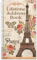 Current Parisian Postcard Address Book-94 Pages; Small 5" x 8-1/2" Size for Purse or Office,Spiral Bound Soft Cover Organizer for Contacts,Addresses, Email, & Phone Numbers + 50 Replacement Stickers