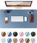 YSAGi Leather Desk Protector, Office Mat, Large Mouse Mat, Non-Slip PU Leather Blotter, Laptop Desk, Waterproof Writing Pad for Office and Home (Blue, 23.6" x 13.8")