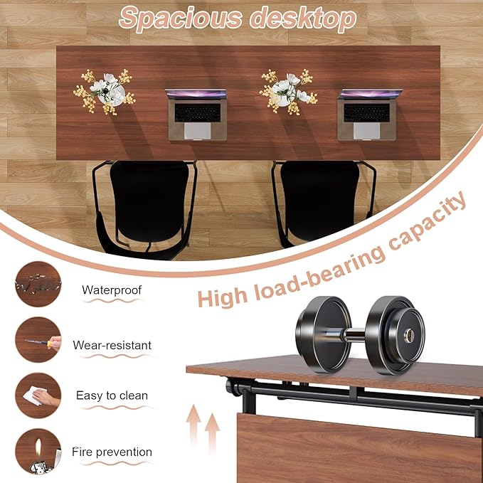 Conference Table Flip Top Mobile Conference Room Tables,Folding Conference Table with Wheels,Large Meeting Training Seminar Table Saving Space for Office Classroom(4D,70.8'')