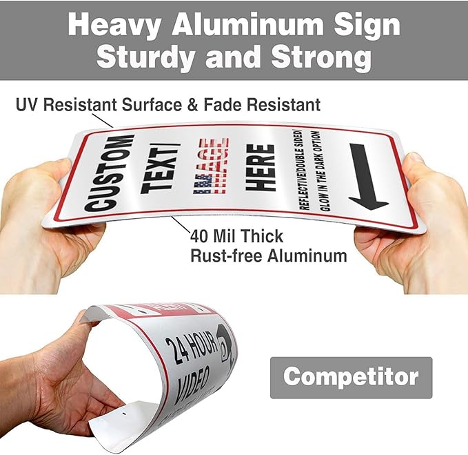 Custom Directional Arrow Sign Large, 22''x16'' Glow in the Dark/Reflective Option, Personalized Metal Address Plaque, Customize for Business Logo, Office, Home, Yard, Outdoor
