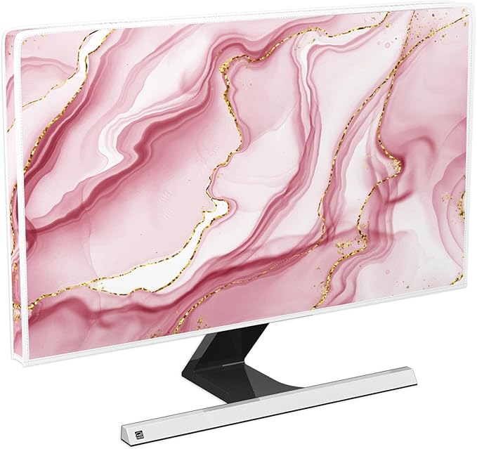 Baocicco Gold Pink Marble Waterproof TV Display Screen Cover 70 Inch TV Accessories Laptop TVs LCD Screen Decoration for Tablet Anti-Static Dustproof Protective for Home Office