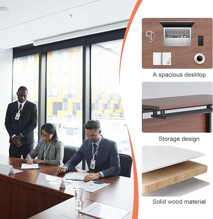 Conference Table,55.1''Folding Conference Room Table for 4-12 People,Mobile Flip Top MeetingTraining Table with Different Coulor and Styles for Offices, Classrooms,Meeting Room (4, 47.2''D)
