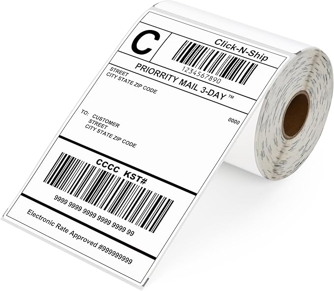 L LIKED 7,500 PCS 4"x 6" Direct Thermal Labels White Perforated Shipping Label, Compatible with Zebra, Rollo, Jadens, Nelko, 250 Labels per Roll, 30 Rolls