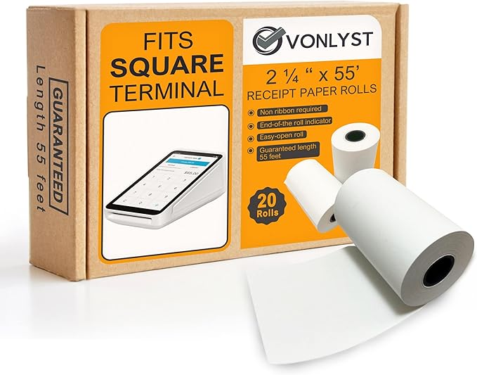 Vonlyst Receipt Paper Roll for Square Terminal Credit Card Machine (20 rolls)