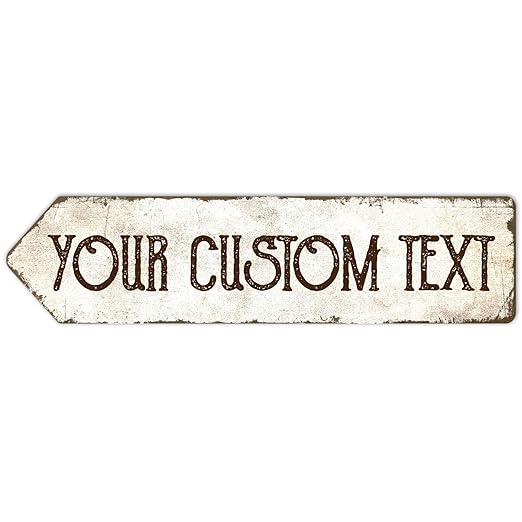 Rustic Custom Sign, Personalized Left Directional Metal Composite Street Sign for Indoor and Outdoor Use 6x24 Inches, ACM Made in the USA
