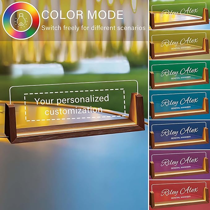 Personalized Desk Name Plate, Custom Light Up Acrylic Office Sign for Coworker Boss Teacher Gift, Employee Recognition, Professional Workplace Decor