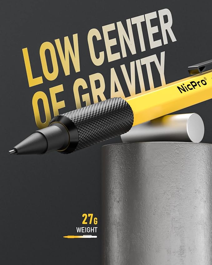 Nicpro 1.3 mm Mechanical Pencil Set with 12 Lead Refill, Eraser - Weatherproof Metal MP2000 Heavy Duty Carpenter Pencil for Outdoor Marking Drafting Drawing Sketching Woodworking - with Case
