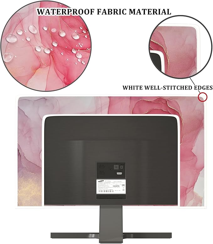 Baocicco Abstract Television Cover with Pink Marble Design 32 Inch Full Body Covers for TV Screen Panel Case Weatherproof Waterproof TV Screen Cover Sleeve Compatible with LED LCD OLED TVs Desktop