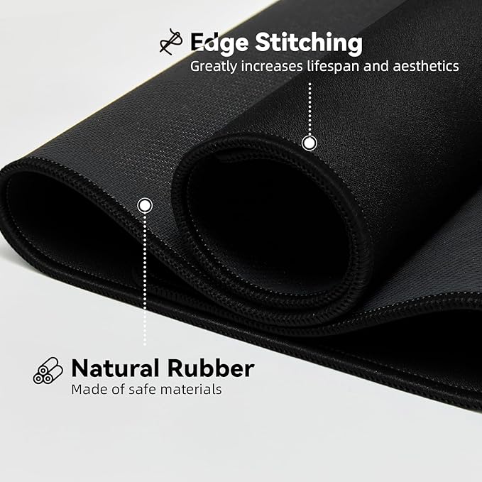 Reniteco Large Gaming Mouse Pad with Durable Stitched Edges, Non-Slip Rubber Base, Black Mousepad Mouse Mat Desk Pad for Home Office Gaming, 35.4''x15.7''x0.12'', Black