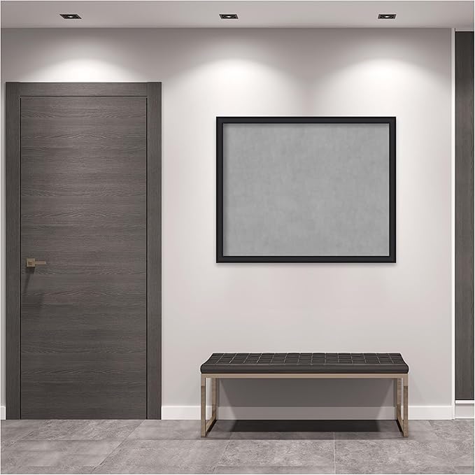 Amanti Art Black Framed Magnetic Board 35x43 X-Large Vision Board for use with Magnets, 100% Metal Sheet to Display Items as Office Decor or for Home Organization in mudroom, Kitchen or Kids Room