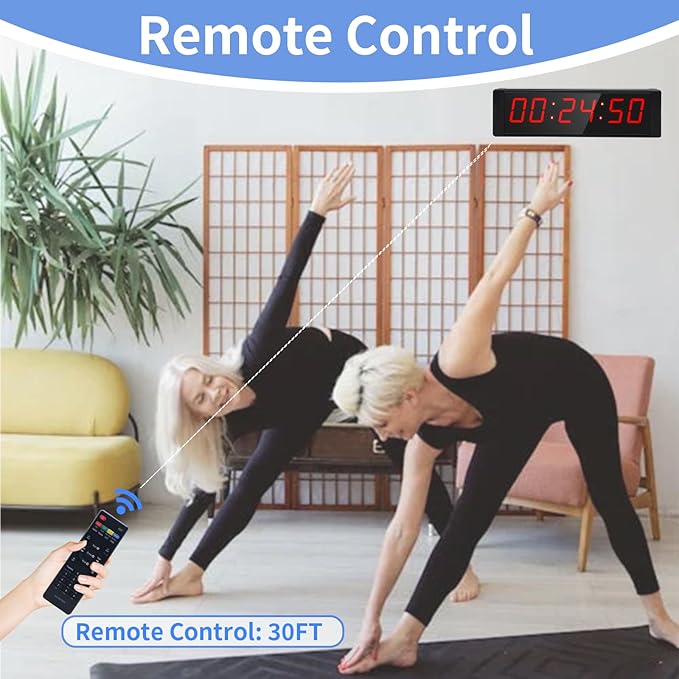 Large Stopwatch with Start/Stop Button, LED Digital Timer with Remote, Countdown Clock with Buzzer, Gym Clock for Home Gym, Interval Timer for Workout