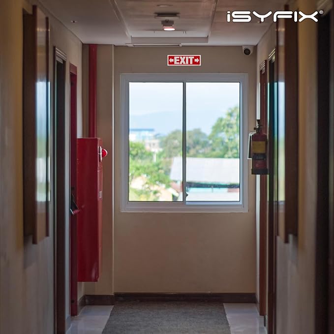 iSYFIX Exit Signs Stickers 2 Pack 12x4 Inch - Laminated Premium Vinyl Directional Right & Left Arrow Signs for Buildings, Office, Workplace, Stores, Schools, Theaters, Parking, Restaurants, Factories