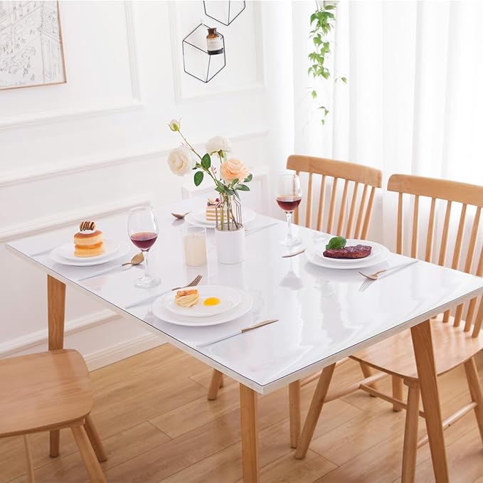 Eisdroma 24 x 55 Inch Clear Table Cover Protector, Clear Table Protector for Dining Room Table, 1.5mm Plastic Table Cover, Waterproof Table Pad for Kitchen, Office