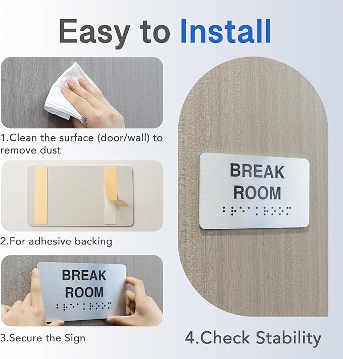 Conference Room Signs with Raised Text & Grade 2 Braille, Brushed Aluminum/Silver Finish Easy Install with Double-Sided Tape, ADA Compliant Conference Room Office Door Sign