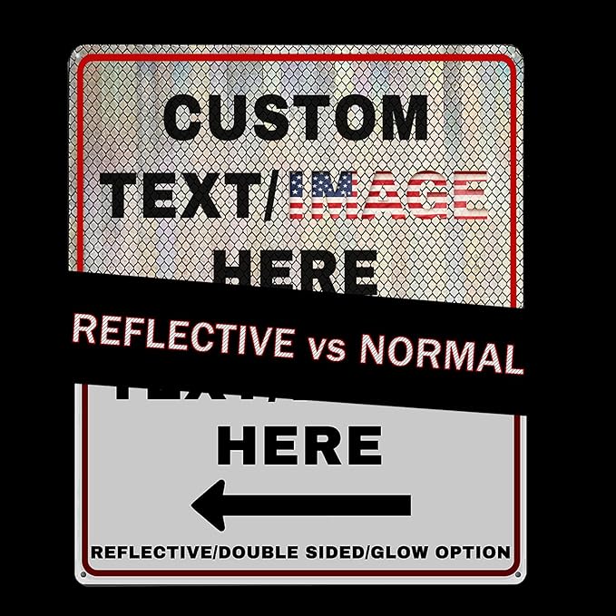Custom Sign Large, Left or Right Arrow, Glow in the Dark/Reflective Option, 16''x12'' Personalized Large Metal Address Plaque, Customize for Business Logo, Office, Home, Yard, Outdoor