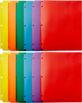 Amazon Basics Plastic 3 Hole Punch Folders with 2 Pockets, 8.5 x 11 inches, Pack of 12, Assorted Color