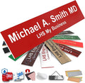 Engraved Door Signs for Office Personalized Red Plastic Door Plaque White Letters - Made in USA 2x10 B7