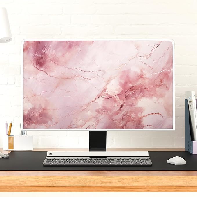 Baocicco Fashion Pink Marble Waterproof Television Cover 32 Inch Full Body Covers for Television Screen Panel Case Computer Sleeve Compatible with PC, Desktop and TV LED LCD OLED Decorations