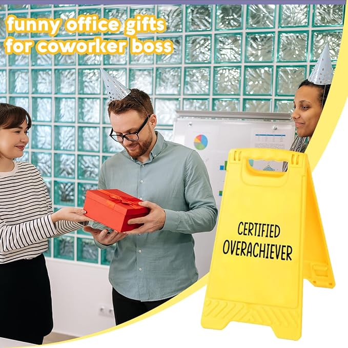 Funny Office Desk Accessories,Motivational Affirmations Office Cubicle Decor,Desk Decor,Phone Holder Mirror Acrylic Table Signs,Daily Desktop Corporate Work Humor Gifts for Coworker HR(Overachiever)