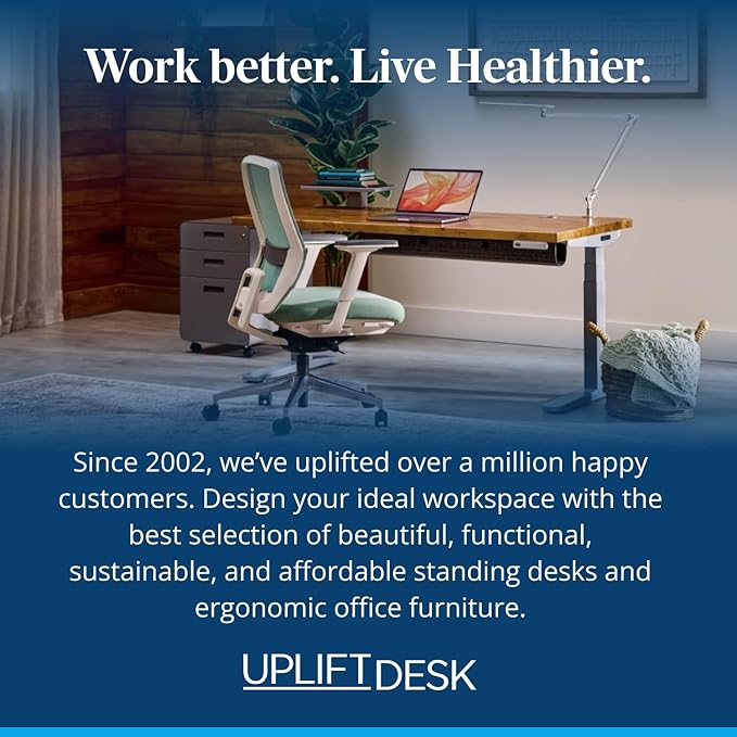 UPLIFTDESK V3 2-Leg White Laminate Wood Standing Desk – Adjustable Height, Advanced 1-Touch Memory Keypad, Under Desk Cable Management, Wire Grommets & Rocker Board (Black C-Frame, 48 x 30 inch)