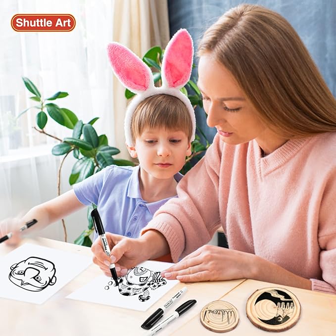 Shuttle Art Permanent Markers, 50 Pack Black Permanent Marker set,Fine Point, Works on Plastic,Wood,Stone,Metal and Glass for Doodling, Marking