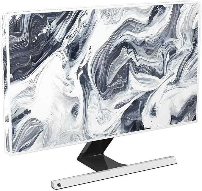 Baocicco Abstract Gray Marble Waterproof 32 Inch Anti-Static Dustproof LCD/LED/HD Dust Proof Monitor Covers for Computer Screen Abstract Modern Computer Decorations for Home Office