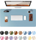 YSAGi Leather Desk Protector, Office Mat, Large Mouse Mat, Non-Slip PU Leather Blotter, Laptop Desk Pad, Waterproof Writing Pad for Office and Home (Ice Blue, 23.6" x 13.8")