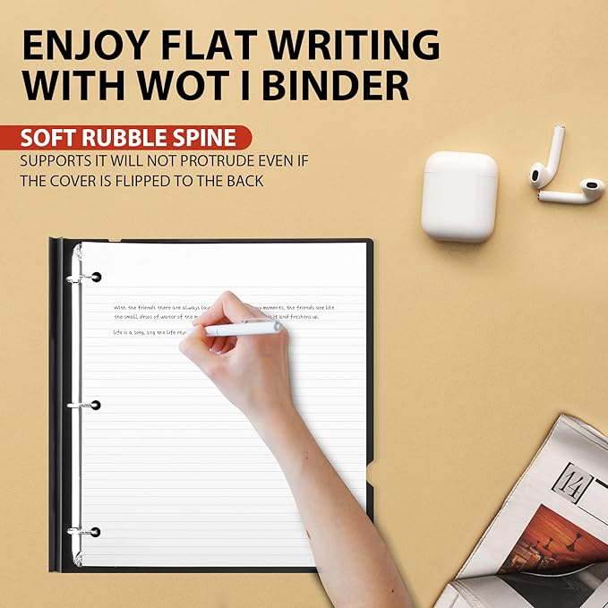 WOT I Telescoping 3 Ring Binder 1 Inch, Expandable Binder - Patented Design for Easy Portability, Holds Up 225 Sheets, Perfect for School, Office&Home Organization, Black