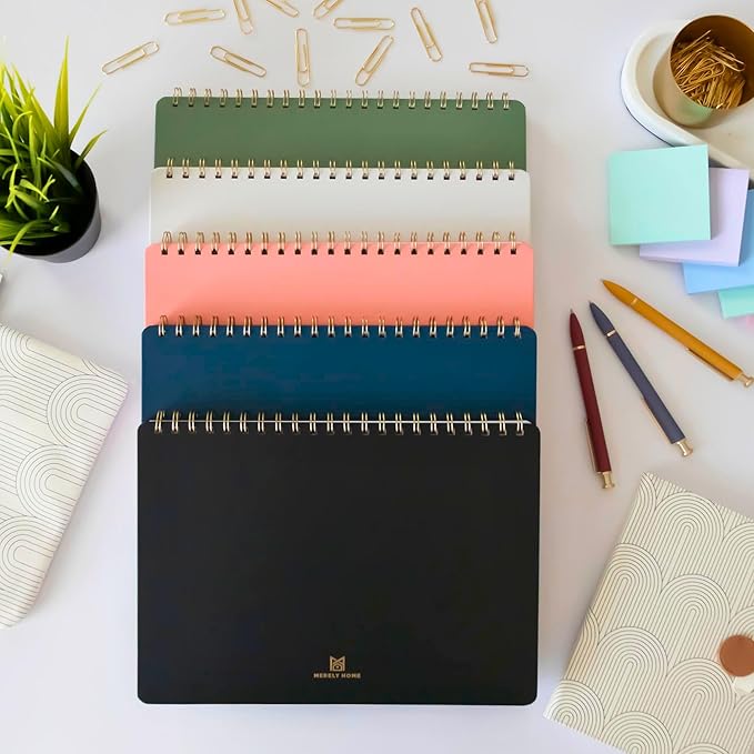 Merely Home Undated Daily Planner | 8.25” x 11.75” Work To-Do Notebook | ADHD Academic Organizer | Multi-Layout | Men and Women Planner | College Supplies | Black | Landscape Layout