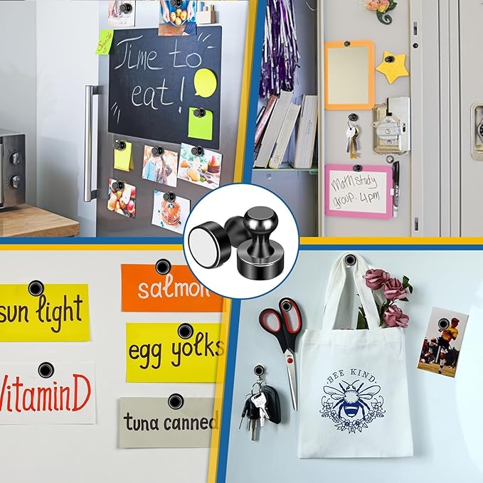 LOVIMAG Fridge Magnets 20Pcs Refrigerator Whiteboard Small Strong Magnet Classroom Kitchen Accessories Decorative Locker Set Decor Must Haves Office Calendar Refrigerador Magnetic Cute Crafts Black