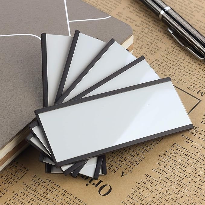 LLPT Magnetic Label Holder 5" x 3" 50 Packs C Channel 300g White Paper Cards Protective Film Strong Removable for Shelf White Board Toolbox Metal Wall Cabinet Drawer(MH5350)