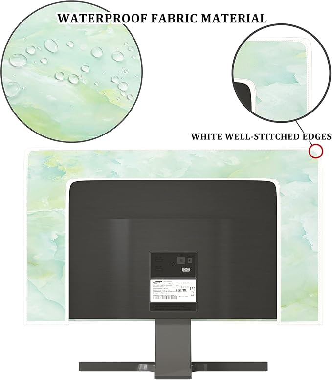 Baocicco Sage Green Marble Waterproof TV Dust Cover 75 Inch Anti-Static Dustproof Abstract Creative Desige Television Accessories TV LCD Screen Texture TV Decoration for Tablet