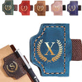 Personalized Mark Bookmark with Pen Holder, Leather Magnetic Book Marker 26 Letters,Custom Initials Page Marks, Gifts for Book Lovers Readers Men Women (Blue, X)