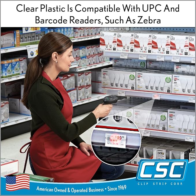 Clip Strip Corp. Price/Data Channel Label Holder Chips, Clear Plastic Tags, 2" L x 1.25" H, 7.5 Mil Thick, Gondola Shelf Edge, Reusable, Made for Point of Purchase Shelf Molding (2000)