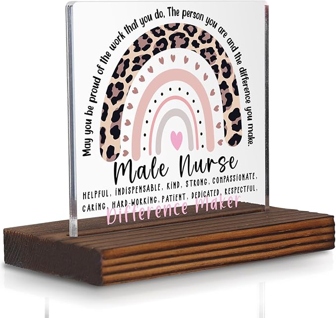 Male Nurse Gift Desk Sign, Appreciation Thank You Plaque for Nursing Professionals, Inspirational Office Decor for Male Nurses Recognition Graduation Birthday Holiday Gift PA102