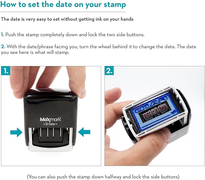 MaxMark Office Self Inking Date Stamp with Phrase Completed - 2 Color Blue/Red Ink