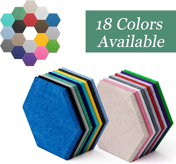 Hexagonal Acoustic Panels-12 Pack High-Density Sound Absorbing Panels 12"X10"X0.4" for Enhanced Noise Reduction, DIY Design, Idea for Studios, Offices, and Home Theaters(Forest Green)