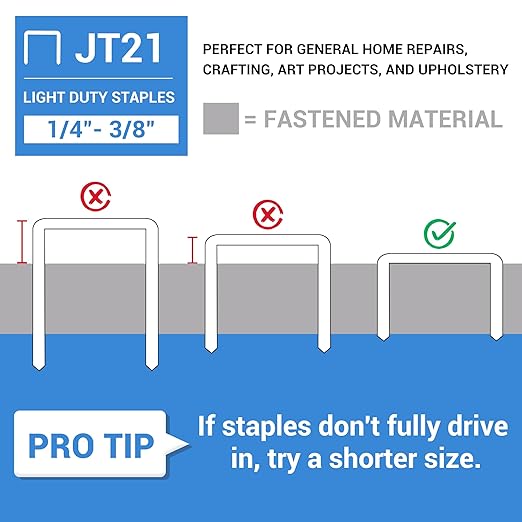 meite JT21 Staples, 1/4 Inch Galvanized Fine Wire Staples for Staple Gun - 5,000 Counts, 7/16" Crown JT21 Staple Refill, Ideal for Upholstery, Crafts, Furniture