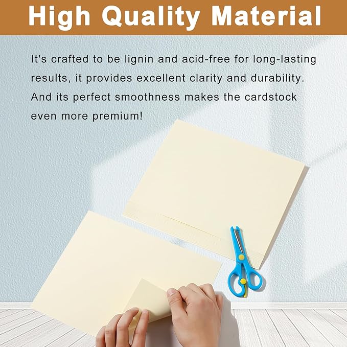 Silunkia 40 Sheets Cream Cardstock 8.5 x 11 Off White Paper, 200gsm/75lb Ivory Card Stock Certificates Paper for DIY Cards Making, Business Cards, Invitations, School Crafting, Menus, Office Printing