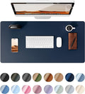 YSAGi Leather Desk Protector, Office Mat, Large Mouse Mat, Non-Slip PU Leather Blotter, Laptop Desk Mat, Waterproof Writing Pad for Office and Home (Dark Blue, 23.6" x 13.8")