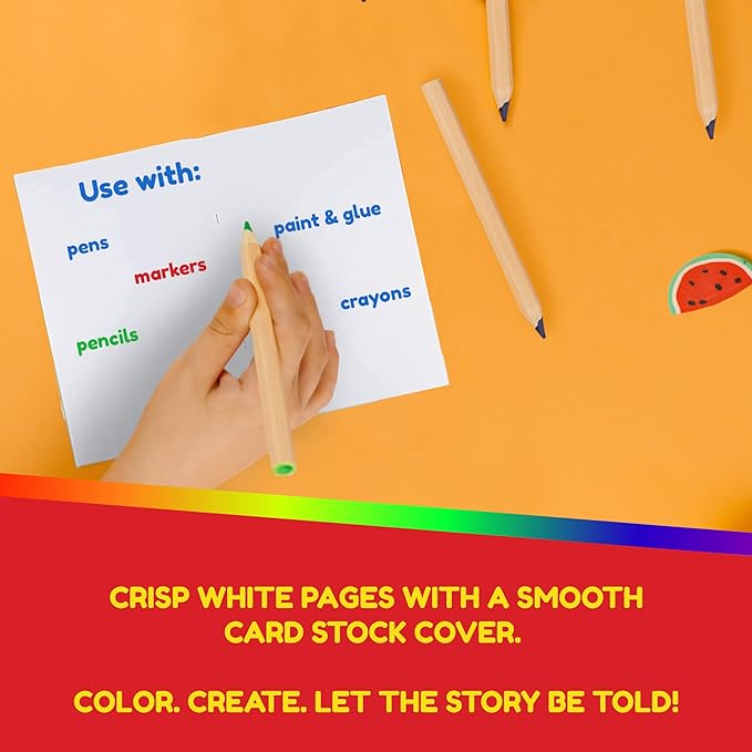 Hygloss Blank Books - Bulk 24 Pack – 4.25" x 5.5" A6 White Paperback Blank Books for Kids to Write Stories, Doodle, Arts & Crafts – Plain Drawing Sketchbook, Unlined Journal, Notebook Without Lines