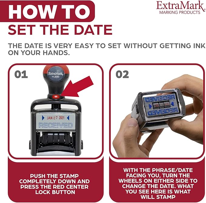 Heavy Duty Style Office Date Stamp with FAXED - Self Inking Dater - Style C - Red Ink Color