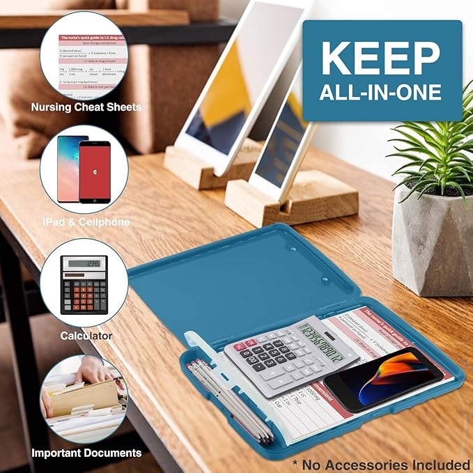 Sooez Clipboards with Storage, High Capacity Clip Boards 8.5x11 with Storage, Heavy Duty Nursing Clipboard Folder, Plastic Clipboard with Pen Holder for Women Teachers Work, School & Office Supplies