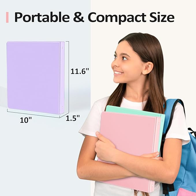 Sooez BinderX Extra Durable 3 Ring Binder, Round Ring 2 Inch Binders, Fits 450 Sheets of 8.5x11 Paper, Customizable View Cover with Inside Pockets, Cute 2" Binder, School Supplies for Girls, Pink