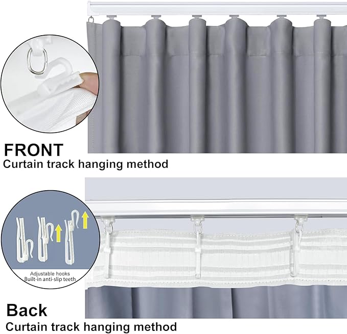 Cbsroro Room Divider Blackout Curtain Track Curtains Wall Dividers Panels Screen for Living Rooms Bedroom Office Privacy Partition Separation, W150 × L120 Inch,1 Panel, Light Grey