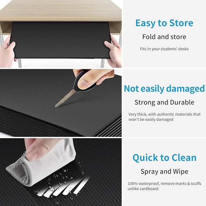 24 Pack Black Desk Dividers for Students, Privacy Shields Folder for Students, Durable & Waterproof Plastic Study Board, Classroom Teacher Supplies Test Divider, Includes 40pcs Extra Labels