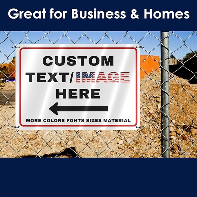 Custom Sign Outdoor Metal Large, Left or Right Arrow, 22''x16'' Glow in the Dark/Reflective Option, Personalized Address Plaque, Customize for Business Logo, Office, Home, Yard