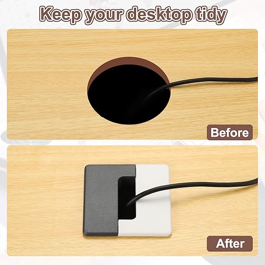 PATIKIL 2.8inch Desk Grommet, 6Pcs Cable Grommet Wire Management Cable Hole Cover Cord Organizer for Office Home Table Countertop, Black Silver Grey